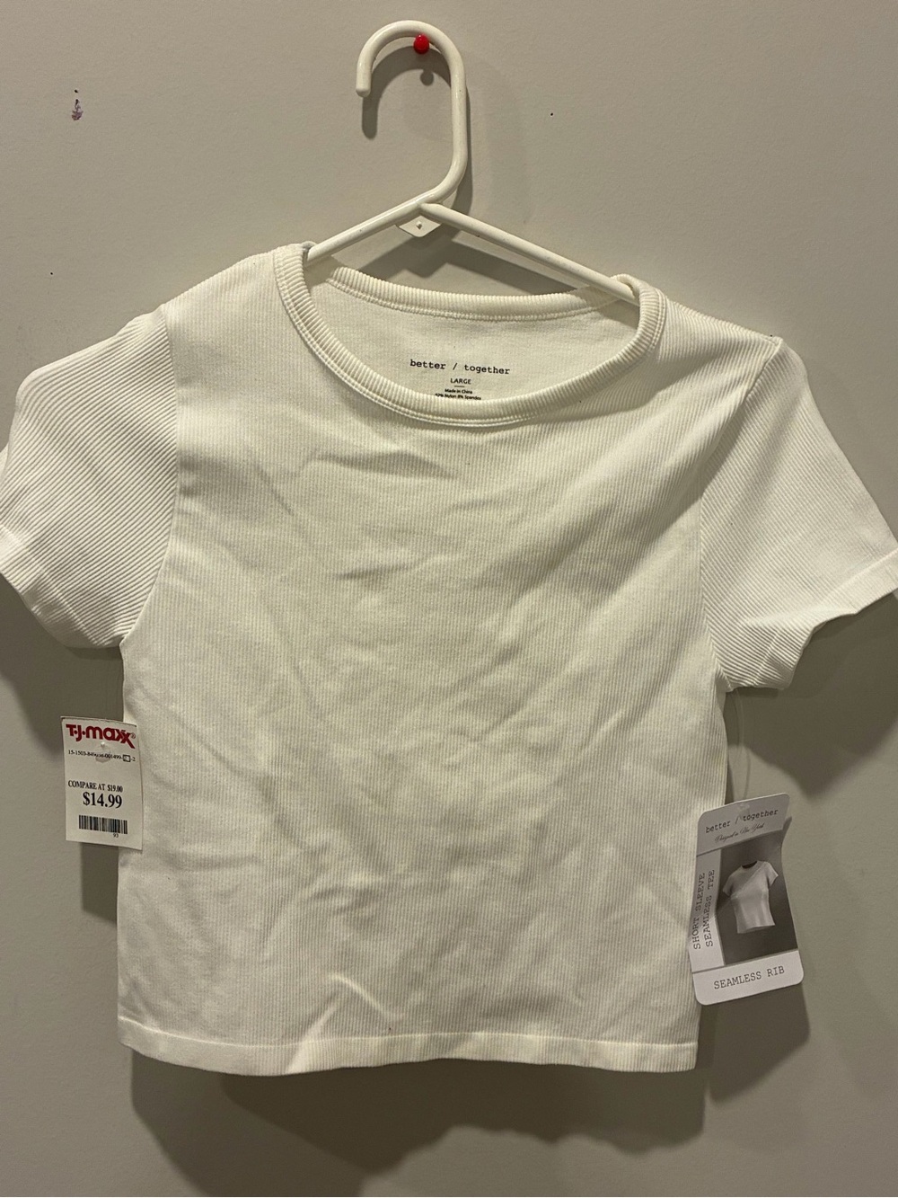 better / together White Seamless Rib Crop Tee